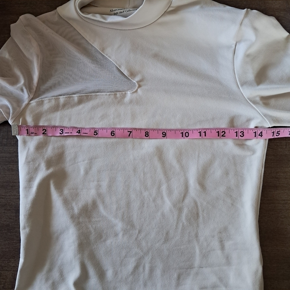 Abercrombie & Fitch Soft A&F Bodysuit Size Medium Long Sleeve Mesh Cream - Picture 8 of 8